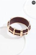 Cato Fashions Wood Gold Trim Statement Bracelet