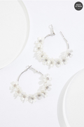 Cato Fashions Pearl Flower Embellished Hoop Earrings