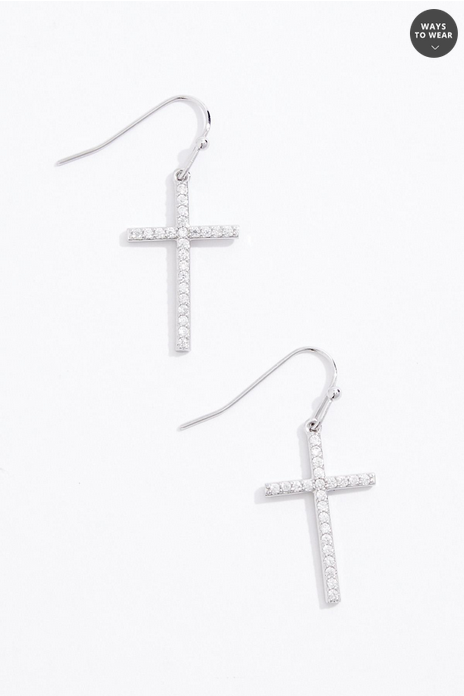 Cato Fashions Delicate Cubic Zirconia Cross Layered Necklace Set