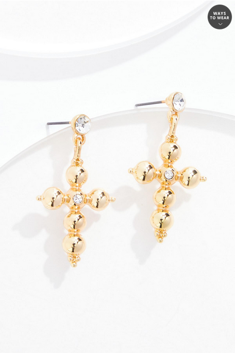 Cato Fashions Cross Beaded Drop Earrings