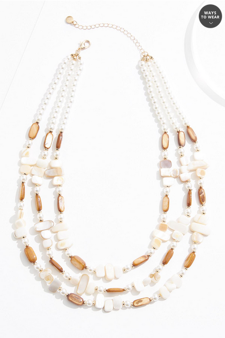 Cato Fashions Layered Pearl Shell Necklace