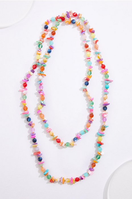 Cato Fashions Bright Multicolor Lucite Shell Opera Necklace