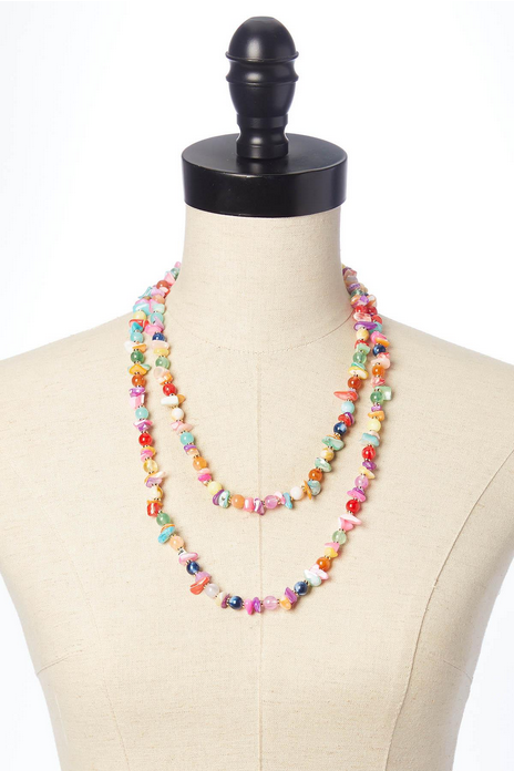 Cato Fashions Bright Multicolor Lucite Shell Opera Necklace