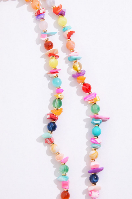 Cato Fashions Bright Multicolor Lucite Shell Opera Necklace