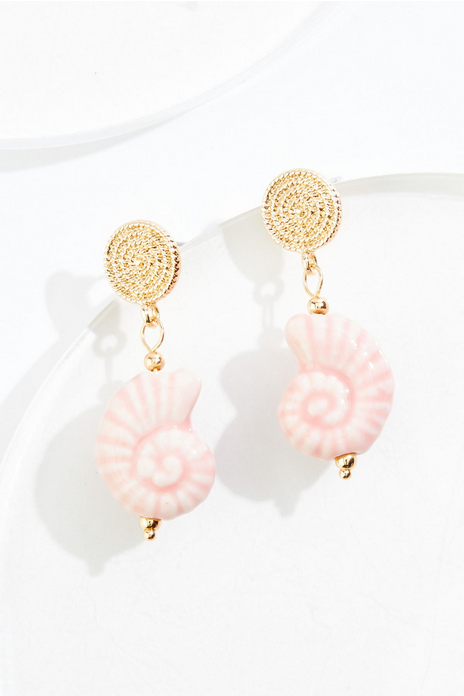 Cato Fashions Pink Seashell Icon Dangle Earrings