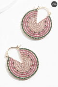 Cato Fashions Glass Embellished Watermelon Hoop Earrings