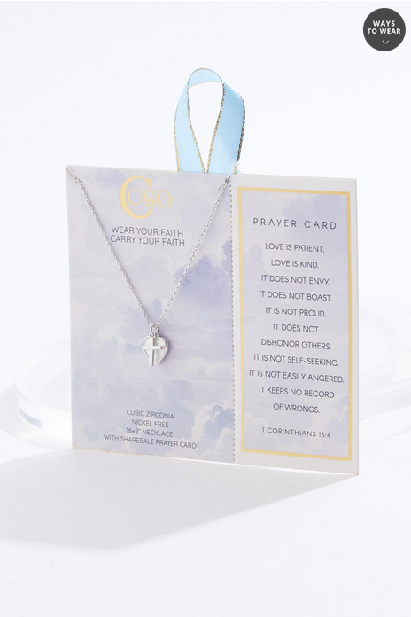 Cato Fashions Prayer Card Heart Charm Necklace