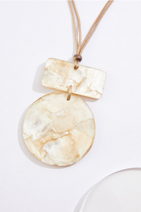 Cato Fashions Lucite Shell Cord Pull Tie Necklace