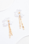 Cato Fashions Clip- On Floral Dangly Stem Earrings