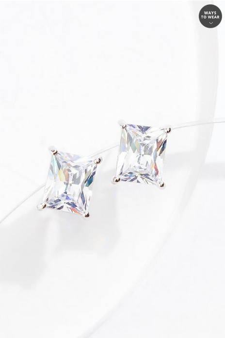 Cato Fashions Cubic Zirconia Rectangle Stud Earrings