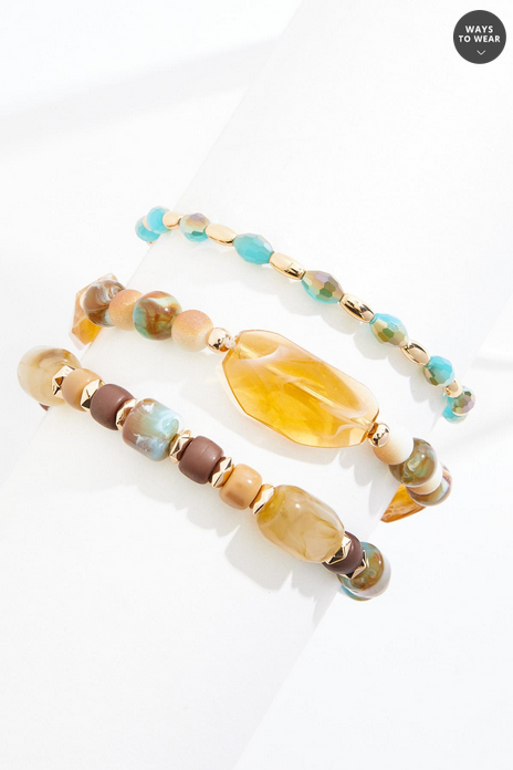 Cato Fashions Multicolor Marbled Bead Stretch Bracelet Set