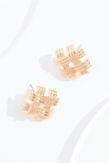 Cato Fashions Gold Woven Button Earrings