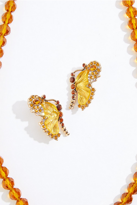 Cato Fashions Antique Glass Butterfly Pendant Necklace Set