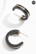 Cato Fashions Black Lucite Gold Hoop Earrings