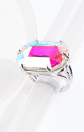 Cato Fashions Faceted Iridescent Glass Stone Ring