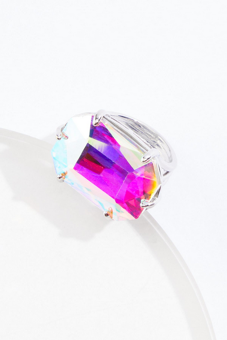 Cato Fashions Faceted Iridescent Glass Stone Ring