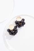 Cato Fashions Black Lucite Ball Cluster Earrings