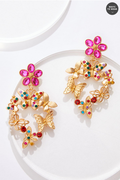 Cato Fashions Multicolor Gold Butterfly Circle Earrings
