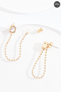 Cato Fashions Bezel Post Chain Front Back Earrings