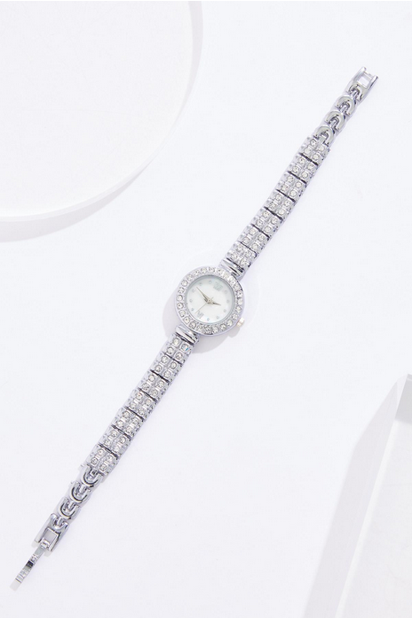 Cato Fashions Silver Rhinestone Embellished Watch Boxed Jewelry