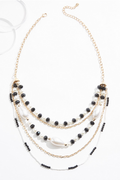 Cato Fashions Layered Black White Pearl Embellished Necklace