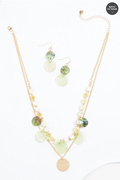 Cato Fashions Delicate Layered Green Shell Necklace Set