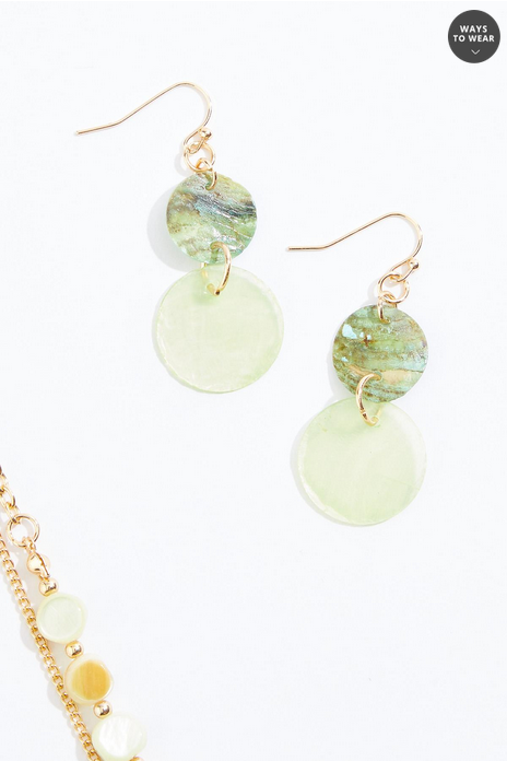Cato Fashions Delicate Layered Green Shell Necklace Set