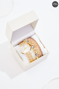 Cato Fashions Neutral Glass Bracelet Watch Boxed Jewelry Set