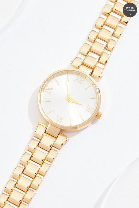 Cato Fashions Neutral Glass Bracelet Watch Boxed Jewelry Set