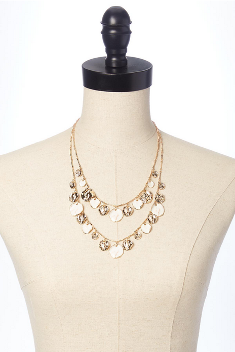 Cato Fashions Hammered Gold Enamel Charm Necklace Set