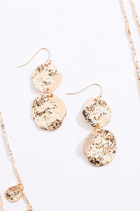 Cato Fashions Hammered Gold Enamel Charm Necklace Set