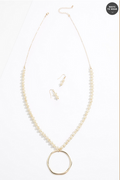 Cato Fashions Glass Beaded Gold Ring Pendant Necklace Set