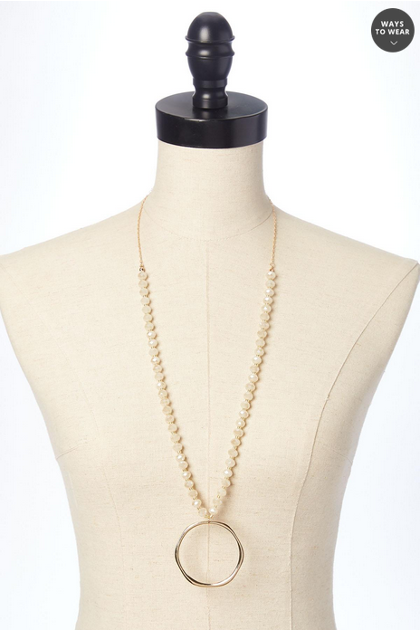 Cato Fashions Glass Beaded Gold Ring Pendant Necklace Set