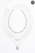 Cato Fashions Silver Long Layered Carabiner Charm Necklace