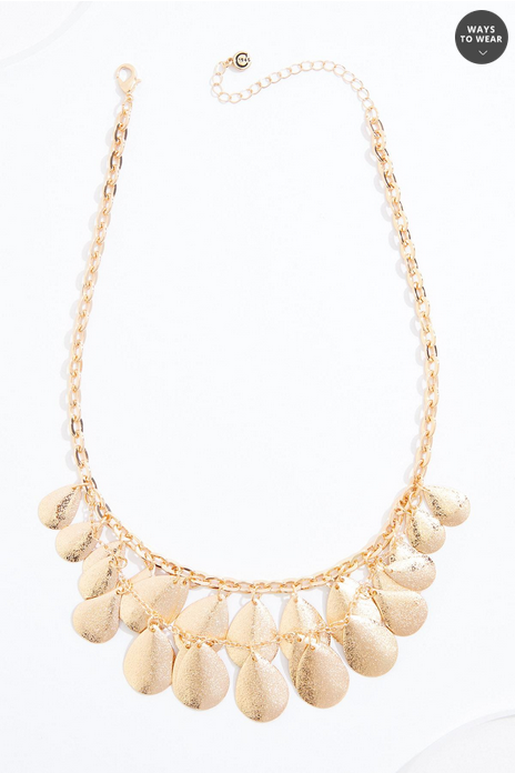 Cato Fashions Gold Shaky Tear Chain Bib Necklace