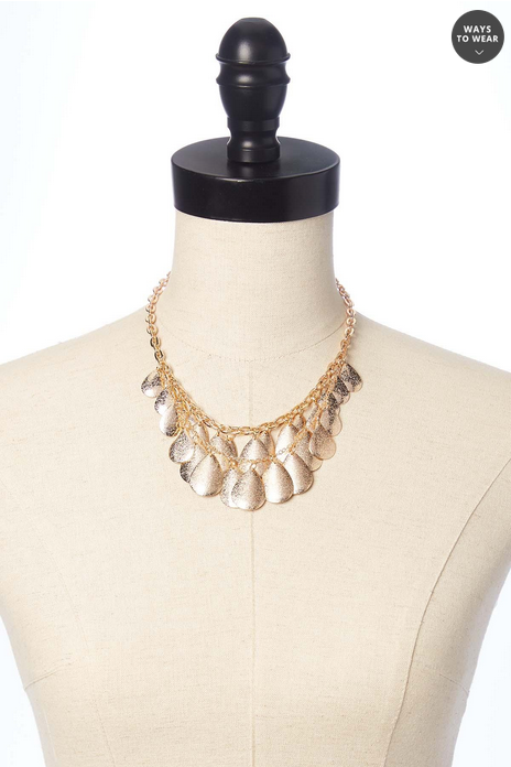 Cato Fashions Gold Shaky Tear Chain Bib Necklace