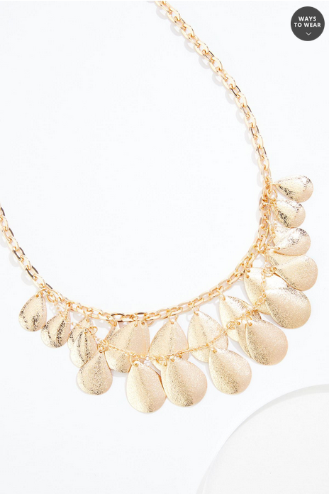 Cato Fashions Gold Shaky Tear Chain Bib Necklace