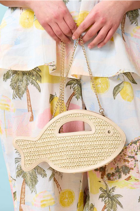 Cato Fashions Raffia Fish Icon Crossbody