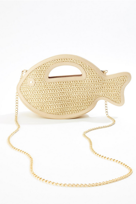 Cato Fashions Raffia Fish Icon Crossbody