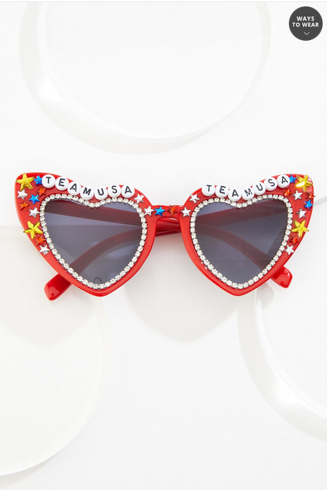 Cato Fashions Team Usa Embellished Heart Frame Sunglasses