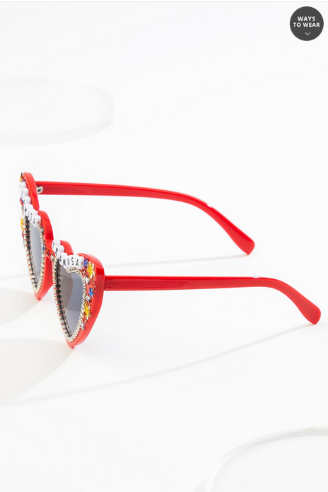 Cato Fashions Team Usa Embellished Heart Frame Sunglasses