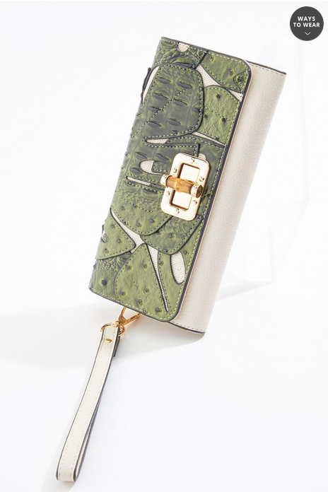 Cato Fashions Layered Leaf Bamboo Lock Wallet
