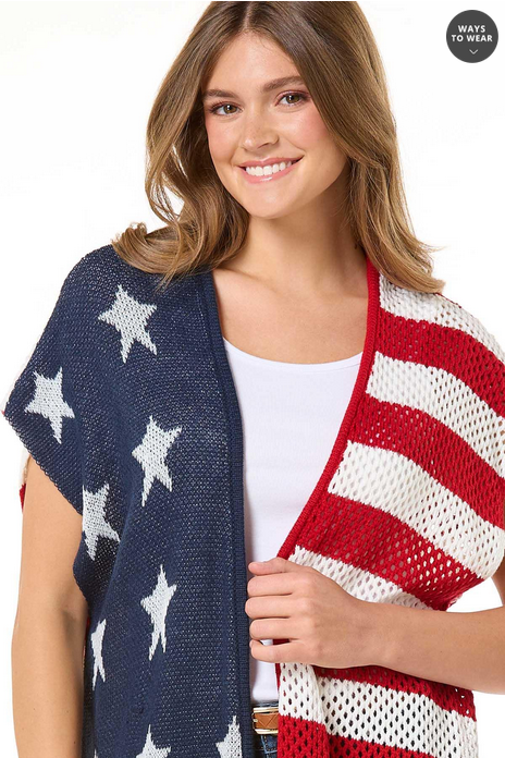 Cato Fashions Americana Crochet Kimono