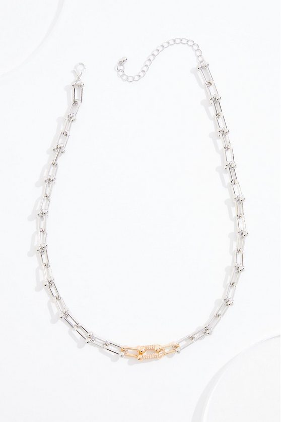Cato Fashions Two- Tone Pave Chain Necklace