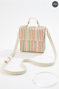 Cato Fashions Striped Raffia Structured Round Box Crossbody