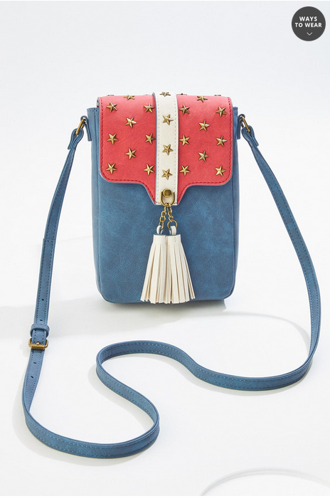 Cato Fashions Americana Star Studded Cellphone Crossbody