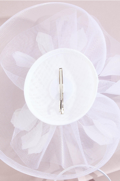 Cato Fashions White Ruffled Mesh Feather Fascinator