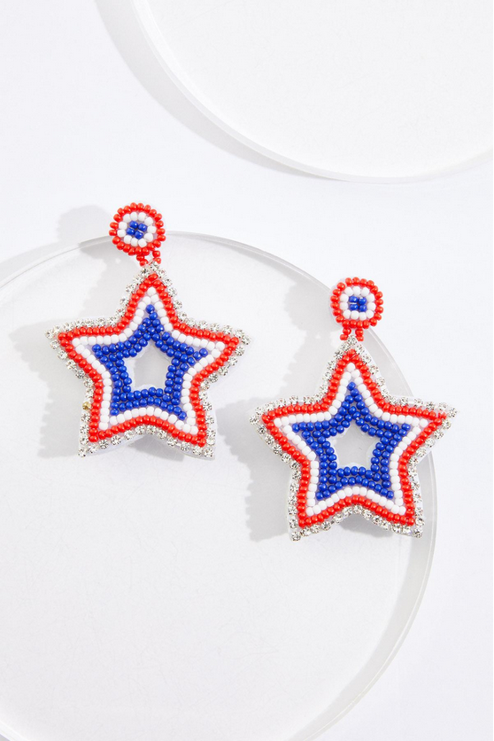Cato Fashions Americana Beaded Star Icon Earrings