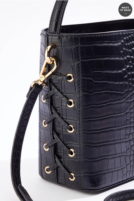 Cato Fashions Lace Up Side Mini Bucket Bag