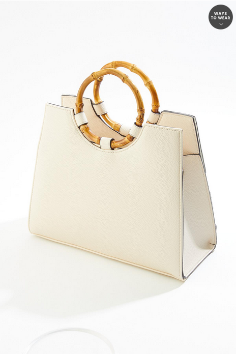 Cato Fashions Layered Leaf Bamboo Handle Satchel